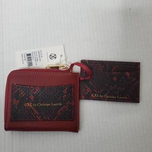CXL Christian Lacroix Womens Zip Around Wallet Red Card Holder Viere Python